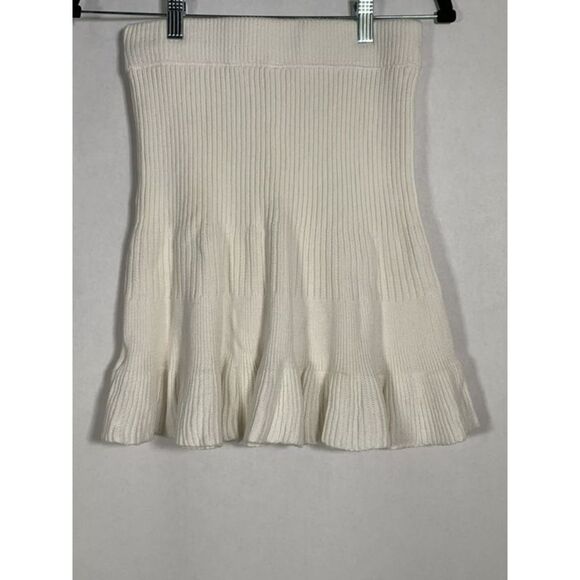 Free people solid gold rib knit mini skirt in ivory size medium - Picture 3 of 9